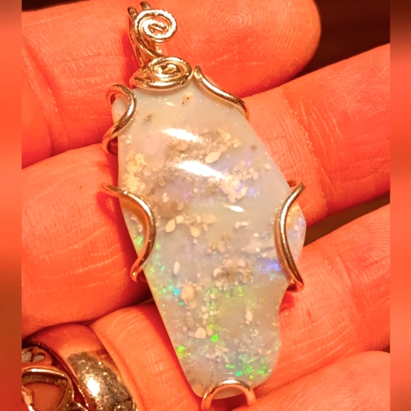 Huge Australian Opal Pendant Sterling Silver - Picture 11 of 16